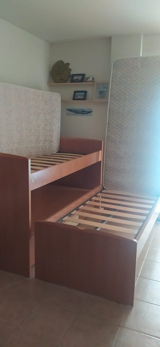 Cama nido doble madera y tela