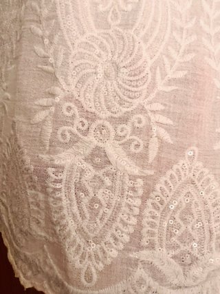 Blusa Algodón Blanca Encaje Brillos Talla XL