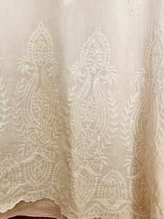 Blusa Algodón Blanca Encaje Brillos Talla XL