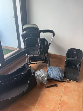Bugaboo Donkey 1 Gemelar Azul + Capota Verde