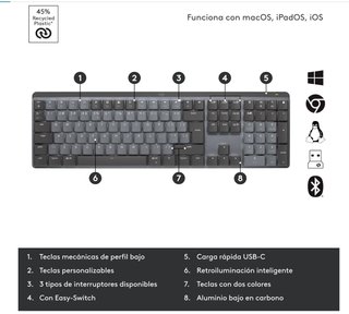 Logitech MX Teclado Mecánico Inalámbrico Iluminado