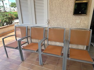 Conjunto 4 Sillas Exterior Metal y Tela Arkimueble