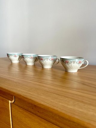 Set 4 Tazas Cerámica Diseño Floral