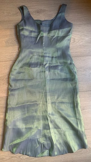 Vestido Caramelo fiesta azul/verde tornasolado