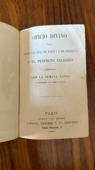 Libro antiguo s.XIX Oficio Divino-Paris Laplace