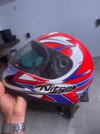 Casco Moto Nitro Racing Rojo y Azul