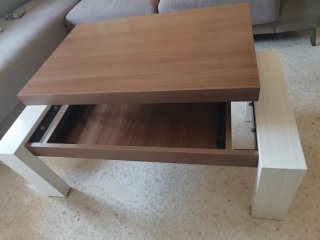 Mesa de centro salón madera y blanco