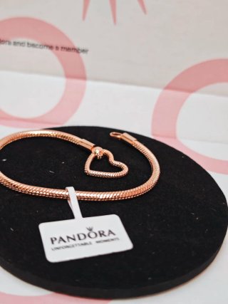 Pulsera Pandora Corazón Rose Gold 18cm