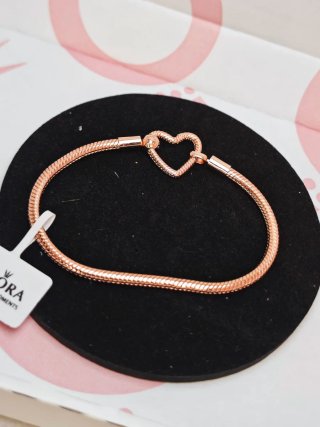 Pulsera Pandora Corazón Rose Gold 18cm