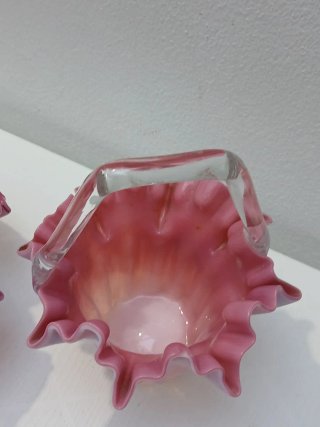 Coppia Vasi Vetro Murano Rosa Trasparente