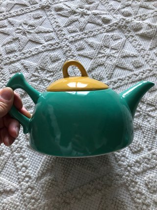 Servizio da tè verde acqua e giallo