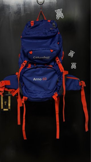 Mochila Columbus Arno 60L Azul/Naranja