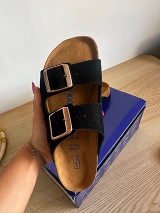 Sandalias Birkenstock Negras y Doradas