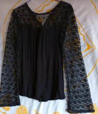 Blusa Negra Encaje Talla 42