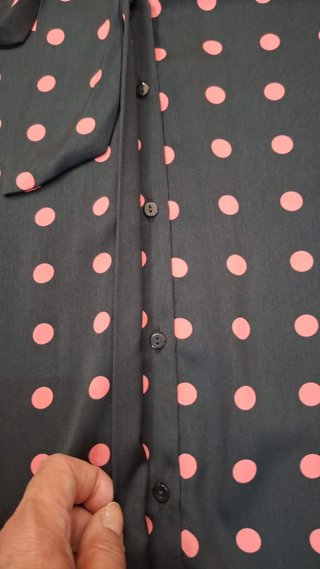Blusa Zara lunares rosa y negra manga larga