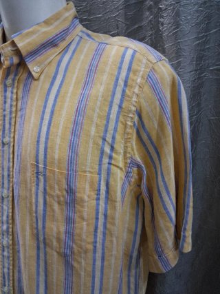 Camicia Lino Paul & Shark Righe Blu Giallo Tg L