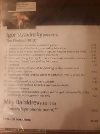 CD Stravinsky The Firebird Balakirev Tamara. BBC