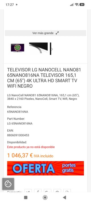 TV LG Nanocell 65 4K Smart TV