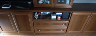 Mueble de salón modular madera y cristal