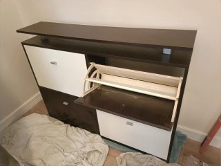 Mueble Zapatero Marrón y Blanco