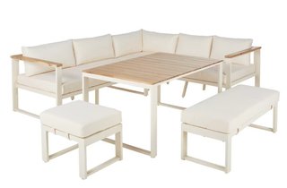 Conjunto sofá, mesa y banco exterior