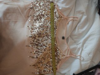 Top tirantes lentejuelas beige y dorado