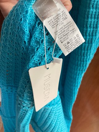 Vestido largo estilo crochet azul talla L