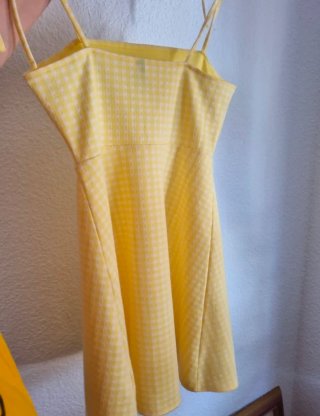 Vestido H&M Amarillo Cuadros