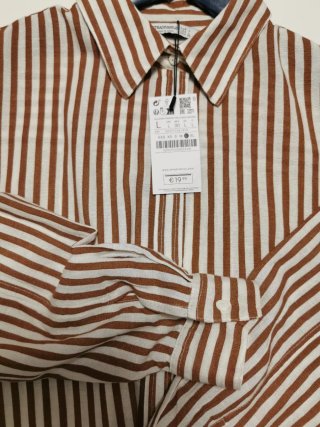 Camisa Stradivarius Rayas Marrón Talla L