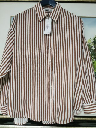 Camisa Stradivarius Rayas Marrón Talla L