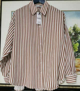 Camisa Stradivarius Rayas Marrón Talla L