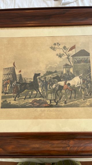 Cuadro Marco Madera Dibujo Caballos
