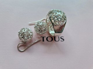 Conjunto Tous Plata: Anillo y Pendientes