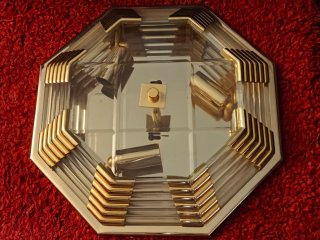 Plafón Techo Art Déco Cristal Ahumado Dorado