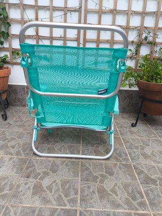 Silla de Playa Plegable Azul y Plata