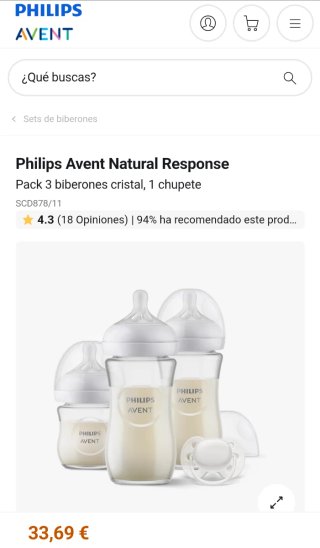 Biberones Philips Avent de cristal y chupete
