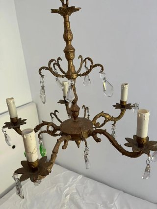 Lámpara de araña vintage / antigua de 5 brazos