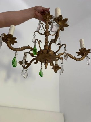 Lámpara de araña vintage / antigua de 5 brazos