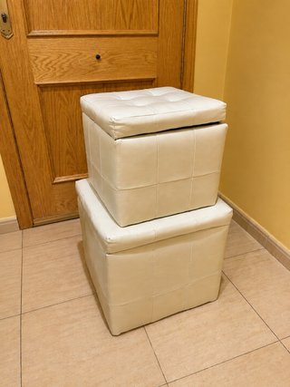 Puf baúl blanco para almacenar