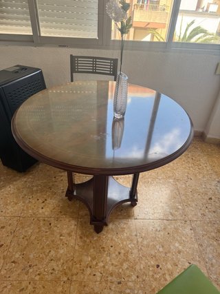 Mesa redonda vintage madera