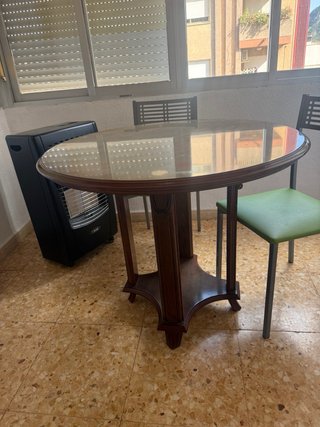 Mesa redonda vintage madera