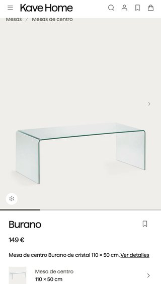 Mesa centro cristal Kave Home Burano