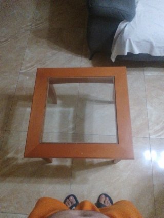 Mesa de centro cuadrada madera y cristal