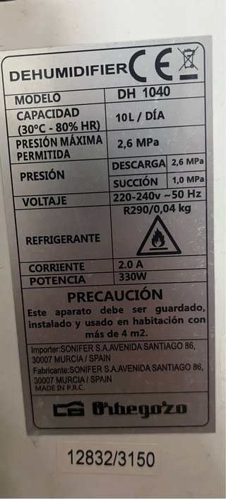 Deshumidificador Orbegozo 10L