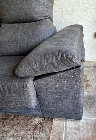 Sofá chaise longue gris tela