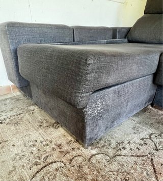 Sofá chaise longue gris tela