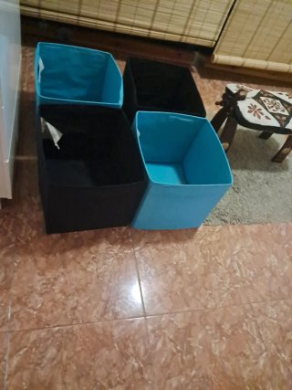 Cajones de tela Ikea (2 negros, 2 azules)