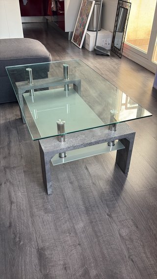 Mesa centro cristal templado 2 baldas