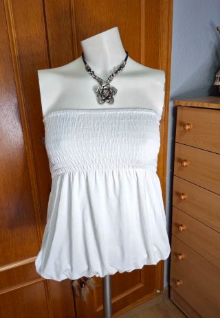 Top blanco elástico S/M