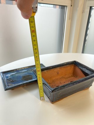 Maceta bonsai cerámica azul y marrón